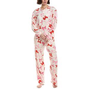 40 Winks Womens  2Pc Printed Pajama Set, White